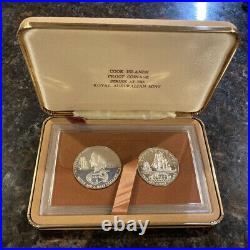Cook Islands 1974 2 Silver Coin Proof Set, Mint Sealed Container Free Shipping