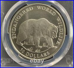 Cook Islands 1990-PM $50 / Grizzly Bear Matte Proof / PCGS PR69/Gorgeous Coin