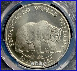 Cook Islands 1990-PM $50 Matte Proof Grizzly Bear/ PCGS PR69 / Only 500 Minted