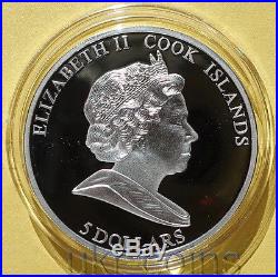Cook Islands 1Oz Silver Proof Color Coin Women Day Flower Swarovski Gemstone $5