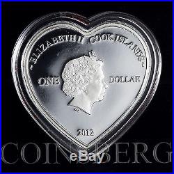Cook Islands 1 Dollars Enduring Love Heart-Shaped Silver Coloured Coin 2012