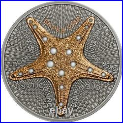 Cook Islands 1$ Silver Star Starfish Antique Gold 1 Oz Silbermünze. 500 St