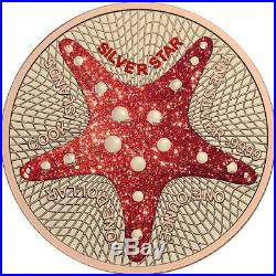 Cook Islands 1$ Silver Star Starfish Diamond Effect 1 Oz Silbermünze. 500 St