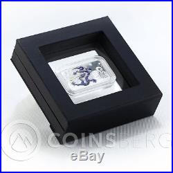 Cook Islands 1$ Year of the Dragon (Blue) 1oz Silver Rectangle Coin 2012