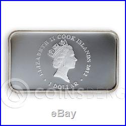 Cook Islands 1$ Year of the Dragon (Blue) 1oz Silver Rectangle Coin 2012