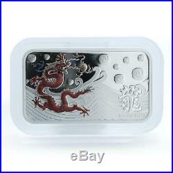 Cook Islands 1$ Year of the Dragon (Red) 1oz Silver Rectangle Coin 2012
