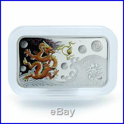 Cook Islands $1 Year of the Dragon Yellow 2012 Rectangular 1oz Silver Coin Proof