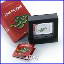Cook Islands $1 Year of the Snake Green 2013 Rectangular 1oz Silver Coin Proof