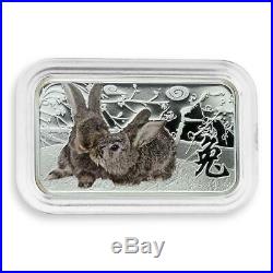 Cook Islands, 1 dollar Year of the Rabbit, Lunar, Grey, silver proof coin, 2011
