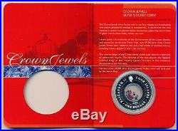 Cook Islands 2002 Crown Jewels Locket. 8oz Silver Proof Coin 1.5 Carats Stones