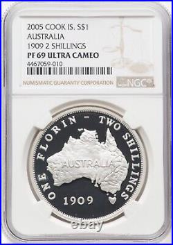 Cook Islands 2005 2 Shillings Proof Silver Coin Ngc Certified Pf69 Ultra Cameo