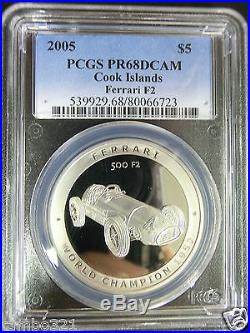 Cook Islands 2005 Ferrari F2 car lamborghini PCGS NGC PR68 DCAM Silver Coin $5