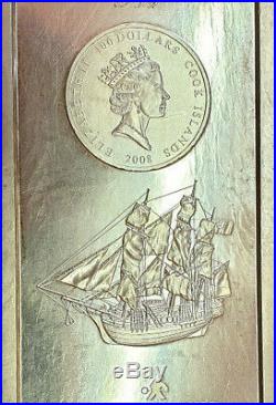 Cook Islands 2008 100 $100 oz 3,1 Kg Bounty Segelschiff 999 Silber Münz Barren
