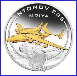 Cook Islands 2008 $1 Antonov An-225 Mriya 1 Oz Silver Proof Coin Gold-Gilded