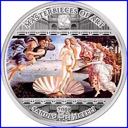 Cook Islands 2008 20$ Birth of Venus Sandro Botticelli 3 Oz Silver Proof Coin