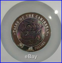 Cook Islands 2008 50$ TALES OF CARIBBEAN BLACK PEARL 5 OZ Silver Coin PF69 UC