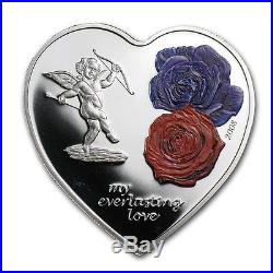 Cook Islands 2008 $5 Everlasting Love Heart Silver Coin Proof