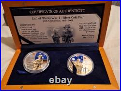 Cook Islands 2008 THE END OF WORLD WAR 1 90th Anniversary 2 OZ Silver proof set