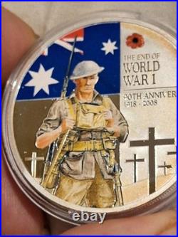 Cook Islands 2008 THE END OF WORLD WAR 1 90th Anniversary 2 OZ Silver proof set