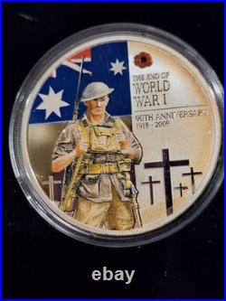 Cook Islands 2008 THE END OF WORLD WAR 1 90th Anniversary 2 OZ Silver proof set