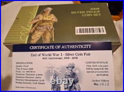 Cook Islands 2008 THE END OF WORLD WAR 1 90th Anniversary 2 OZ Silver proof set