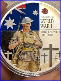 Cook Islands 2008 THE END OF WORLD WAR 1 90th Anniversary 2 OZ Silver proof set