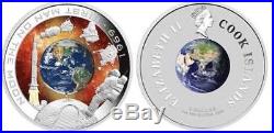 Cook Islands 2009 $ 1 1969 First Man On The Moon 1 Oz Silver Orbital Coin