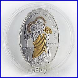 Cook Islands 2009 5$ St Christopher Silver Coin Gold Gilded