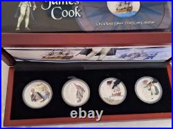Cook Islands 2009 Captain James Cook 4 Colored Silver Proof Set Only 1779 Minted