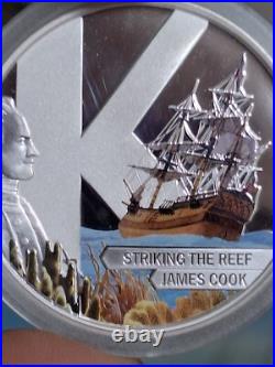 Cook Islands 2009 Captain James Cook 4 Colored Silver Proof Set Only 1779 Minted