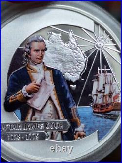 Cook Islands 2009 Captain James Cook 4 Colored Silver Proof Set Only 1779 Minted