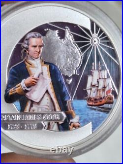 Cook Islands 2009 Captain James Cook 4 Colored Silver Proof Set Only 1779 Minted