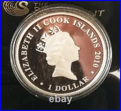 Cook Islands 2010 $1 Famous Naval Battles Hampton Roads 1852 1 OZ Silver Coin