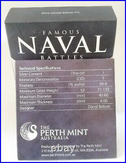 Cook Islands 2010 $1 Famous Naval Battles Hampton Roads 1852 1 OZ Silver Coin