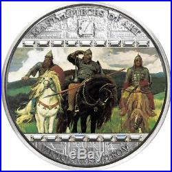 Cook Islands 2010 20$ VASNETSOV Three Bogatyrs Masterpieces Art 3 Oz Silver Coin