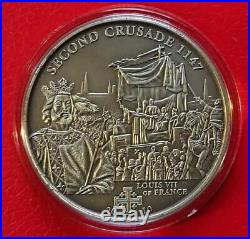 Cook Islands 2010 5$ 2nd CRUSADE LOUIS VII of FRANCE Silver Coin