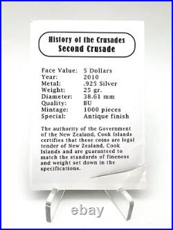 Cook Islands 2010 5$ History of the Crusades SECOND CRUSADE Silver Coin