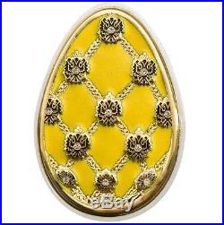 Cook Islands 2010 5$ Imperial Eggs in Cloisonné Yellow Faberge Silver Coin