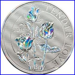 Cook Islands 2010 $5 Tender Love Rose Hologram Silver Coin