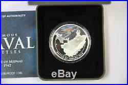 Cook Islands 2011 $1 Famous Naval Battles Midway 1 Oz Silver Proof Coin