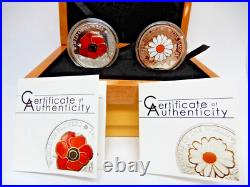 Cook Islands 2011/2009 Cloisonné Pansy &Daisy $5 Silver Proof Coin Set Boxed COA Cook Islands 2011/2009 Cloisonné Pansy &Daisy $5 Silver Proof Coin Set Boxed COA