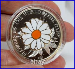 Cook Islands 2011/2009 Cloisonné Pansy &Daisy $5 Silver Proof Coin Set Boxed COA Cook Islands 2011/2009 Cloisonné Pansy &Daisy $5 Silver Proof Coin Set Boxed COA