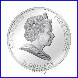 Cook Islands 2011 20$ TUTANKHAMUN Masterpieces of Art 3Oz Proof Silver Gold Coin