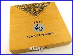 Cook Islands 2011 4×2$ Lunar The Year of the Rabbit-Silver Coin Set+COA+Wood box