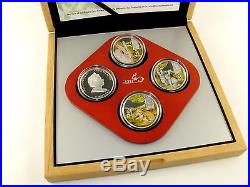 Cook Islands 2011 4x2$ Lunar The Year of the Rabbit-Silver Coin Set+COA+Wood box