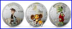Cook Islands 2011 $5 Crocodile Gena and Cheburashka 3x 1oz Silver Proof Coin Set