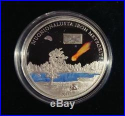 Cook Islands 2011 5$ MUONIONALUSTA METEORITE Proof Silver Coin