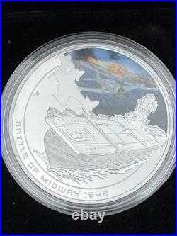 Cook Islands 2011 Famous Naval Battles of MIDWAY 1942, 1 oz proof Silver COA OGP