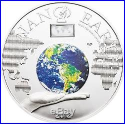 Cook Islands 2012 $10 Nano Earth The World in Your Hand 50g Silver Proof Coin