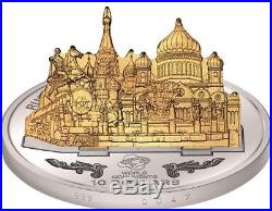 Cook Islands 2012 $10 Russian Landmarks 3D Sculpture 1Oz&4.51g Silver/Gold Coin